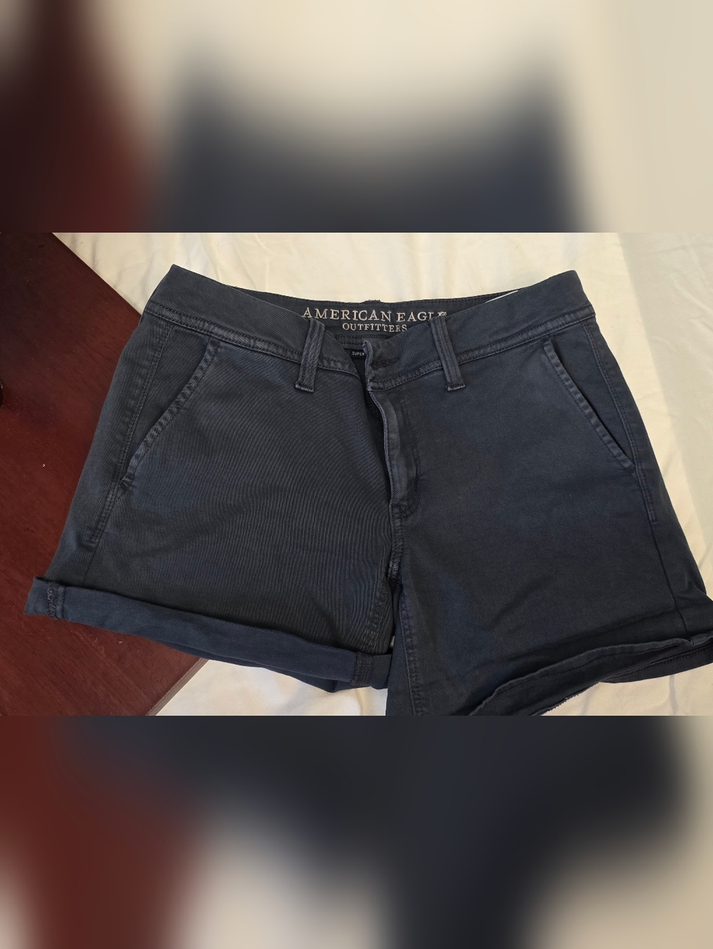 American Eagle Navy Blue Midi Stretch Twill Chino Roll-Cuff Shorts 4